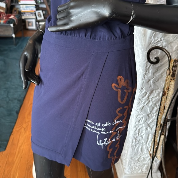 Navy sheath dress with French graffiti - Picture 3 of 7